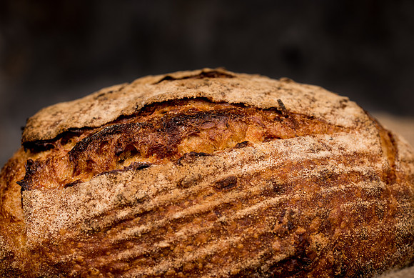 Close up of the crust of a bread loaf
