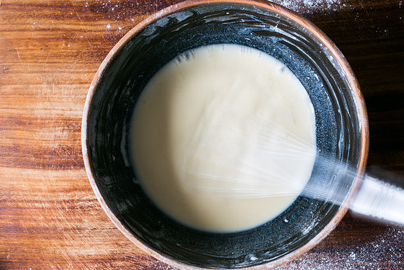 Batter being whisked