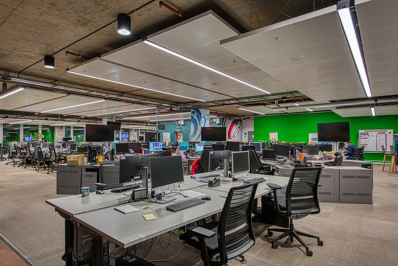 New LED lighting over the news area