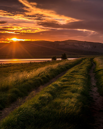 Sunset over Whitbarrow and the Kent Estuary